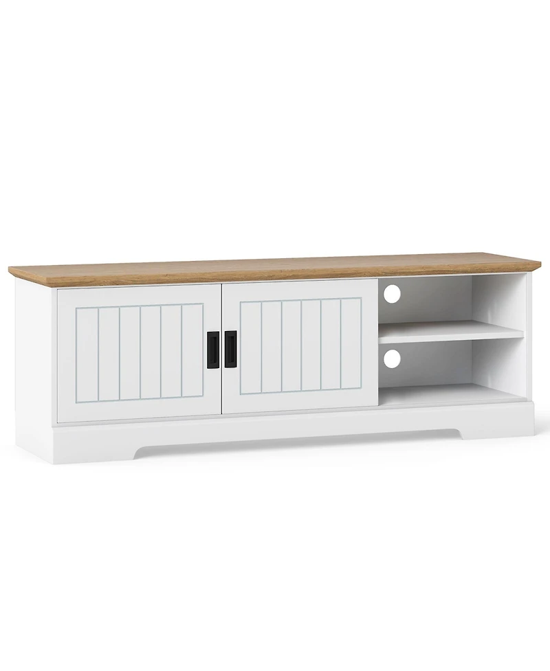 Slickblue Tv Stand for TVs up to 65 Inch with Sliding Doors and Storage Cabinets