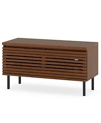Slickblue Mid-Century Tv Stand with Fluted Design, Metal Legs, and Hidden Storage