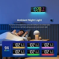 Neewer Digital Wall Clock 16", Wall Clock with 11 Rgb Colors, Alarm Clock with Night Lights, Large Digital Clock for Living Room Bedroom Office
