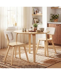 Slickblue Small Space Round Dining Table with Rubber Wood Legs for Home Use