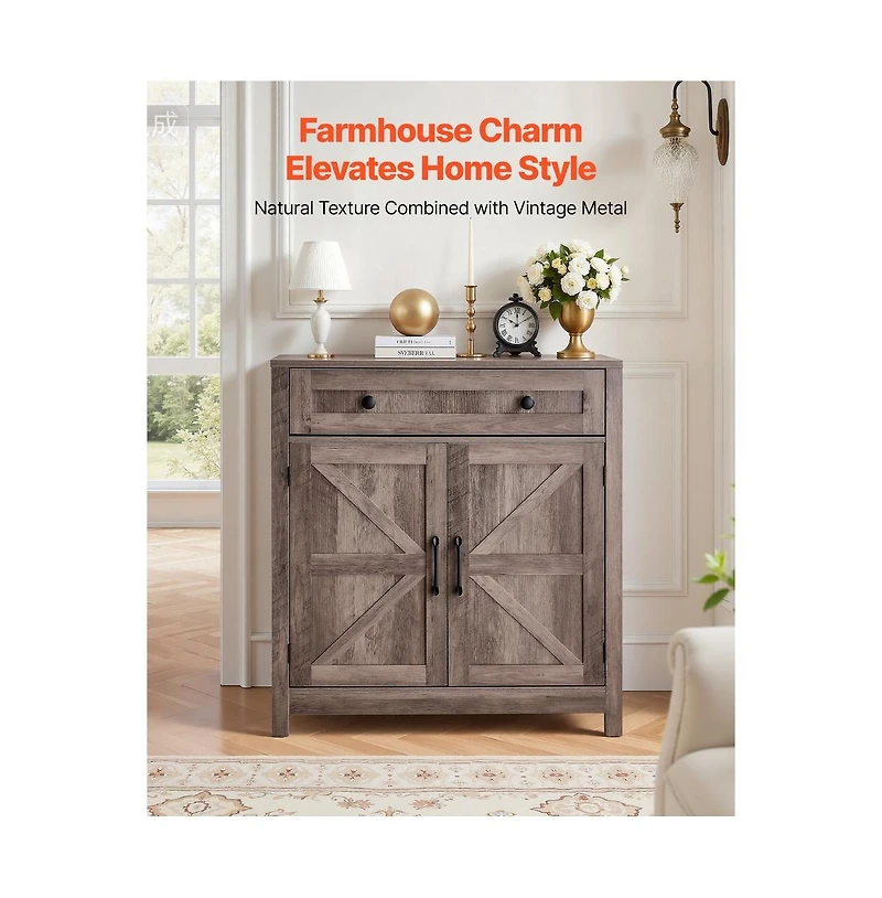 Sugift Coffee Bar Cabinet Farmhouse Coffee Bar Table with Drawer