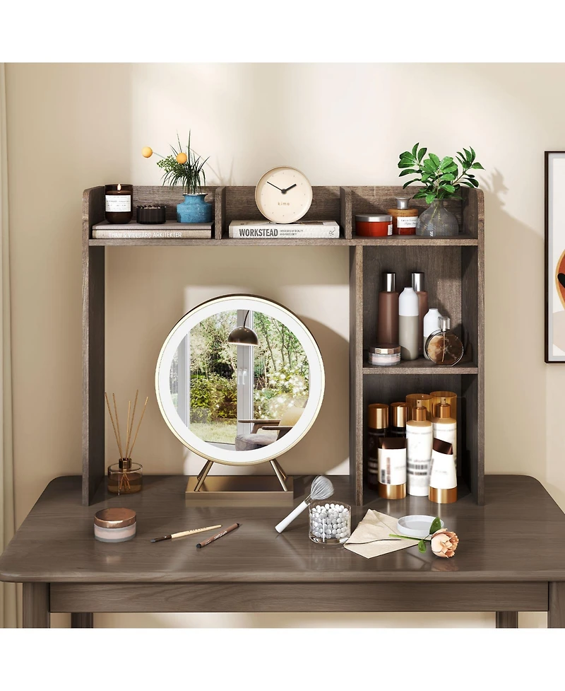 Sugift 3-Tier Multipurpose Desk Bookshelf with 4 Shelves