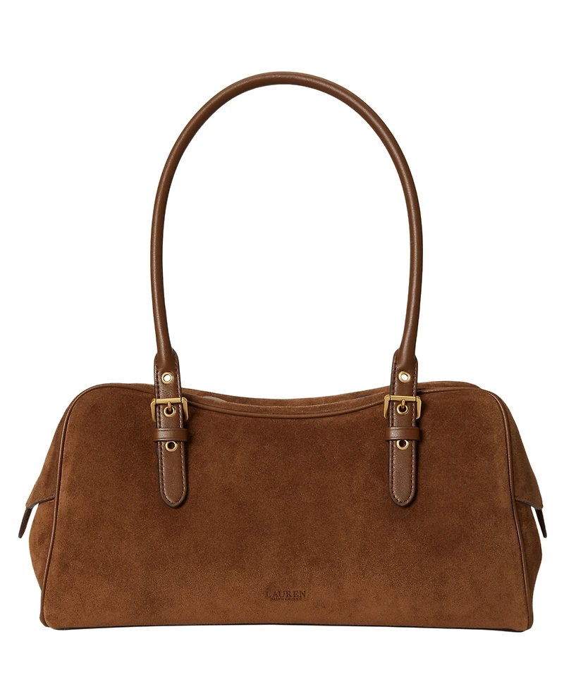 Lauren Ralph Lauren Marcy Zipper Leather Large Satchel Handbag
