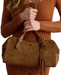 Lauren Ralph Lauren Marcy Zipper Leather Large Satchel Handbag