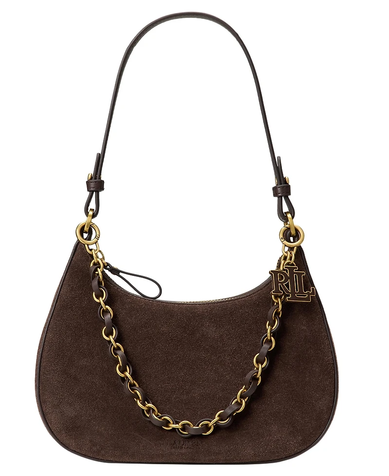 Lauren Ralph Marcy Suede Zipper Mini Shoulder Handbag