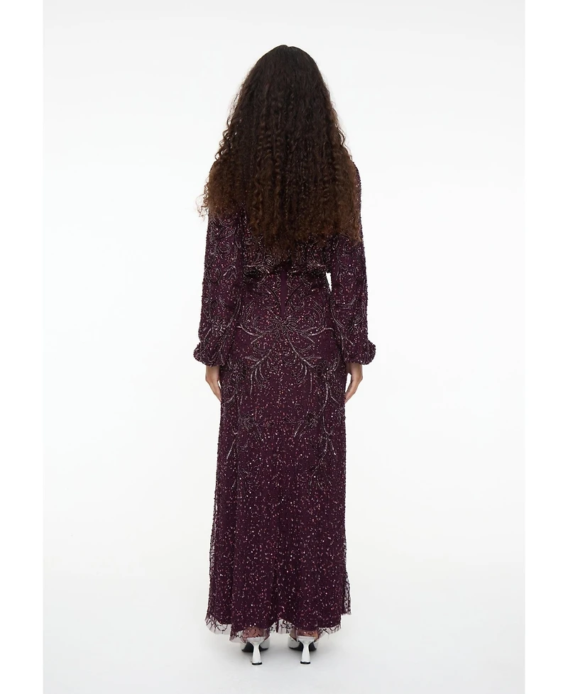 Maryisa Women's Modest Embellished Sequin Dress
