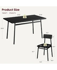 homfan Dining Table Set for 4 - Kitchen with Upholstered Pu Cushioned Chairs, Wood-Grain Top and Metal Frame, Space-Saving Industrial Design