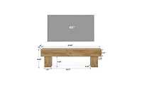 Tribesigns Ezlynn Brown Tv Stand Fits Tvs up to 55 to 65 in. TV, 3-Tier Farmhouse Console Table with Stripe Design for Living Room