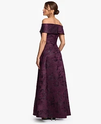 Xscape Women's Off-The-Shoulder Brocade Print Ball Gown