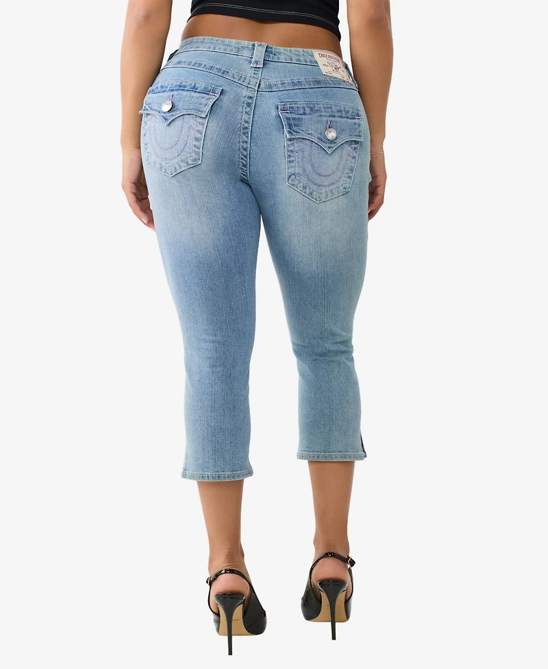 True Religion Women's Jennie Skinny Flap Capri Jeans