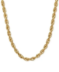 Solid Glitter Rope Chain Necklace 4mm In 14k Gold