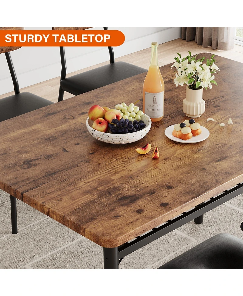 gaomon Space-Saving 5-Piece Dining Table Set Modern Kitchen Furniture with Storage Rack Wood Tabletop Upholstered Chairs