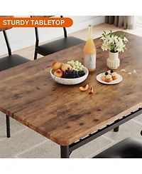 gaomon Space-Saving 5-Piece Dining Table Set Modern Kitchen Furniture with Storage Rack Wood Tabletop Upholstered Chairs