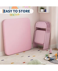 homfan Kids Folding Table and Chairs Set, 23.8 Inch Square Table with Pu Cushion and Metal Frame for Playroom or Bedroom