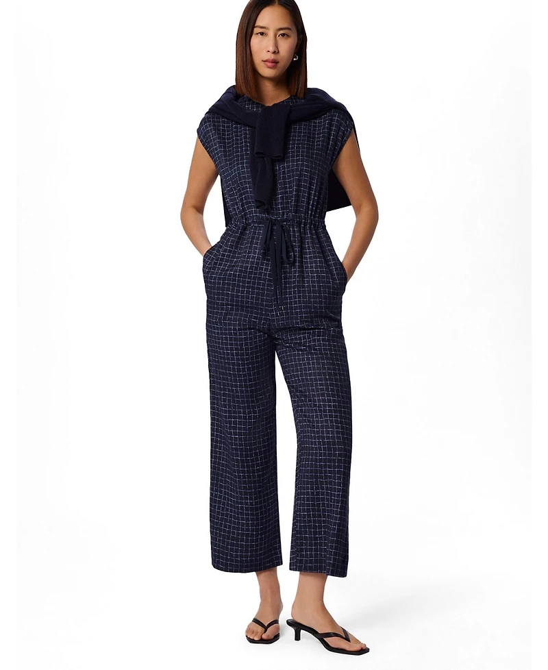 Whistles Women's Grid Print Sleeveless Jumpsuit