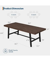 gaomon 78.7" Industrial Kitchen Dining Table for 6-8 People Dinner, Kitchen, Dining Room
