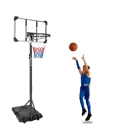 Zeny Portable Basketball Goal System with Stable Base and Wheels, use for Indoor Outdoor teenagers youth height adjustable 5.6 to 7ft Hoop