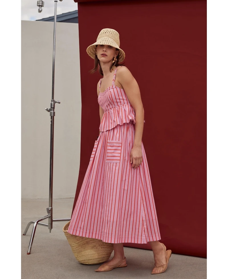 English Factory Women's Striped Midi Skirt