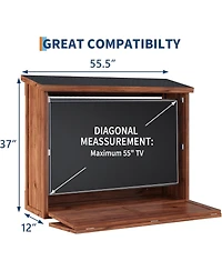 homfan Outdoor Tv Cabinet - Wall-Mounted Enclosure for TVs, Dual-Arm Steel Bracket, Weatherproof for Covered Patio and Pergola