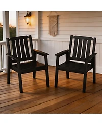 homfan Heavy Duty Waterproof Hdpe Patio Dining Chairs Set of 2, Oversized All-Weather Outdoor Garden Armchairs, Wide Seat for Deck, Backyard, Porch