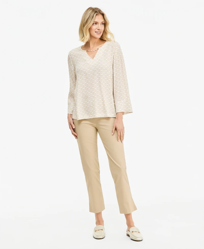 Jm Collection Petite Vertical Chain Top V-Neck Bell Sleeve Blouse, Macy's Exclusive