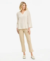 Jm Collection Petite Vertical Chain Top V-Neck Bell Sleeve Blouse, Macy's Exclusive