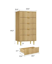 gaomon 5 Drawer Wooden Fluted Tall Dresser with Metal Handles