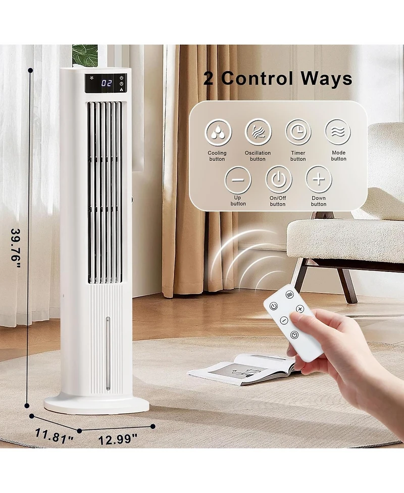 Cowsar 40" Evaporative Air Cooler with Remote and 24H Timer