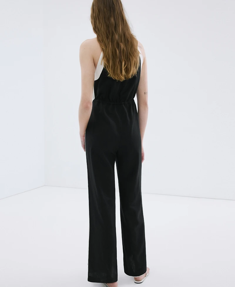 Mango Women's Linen Halter Jumpsuit