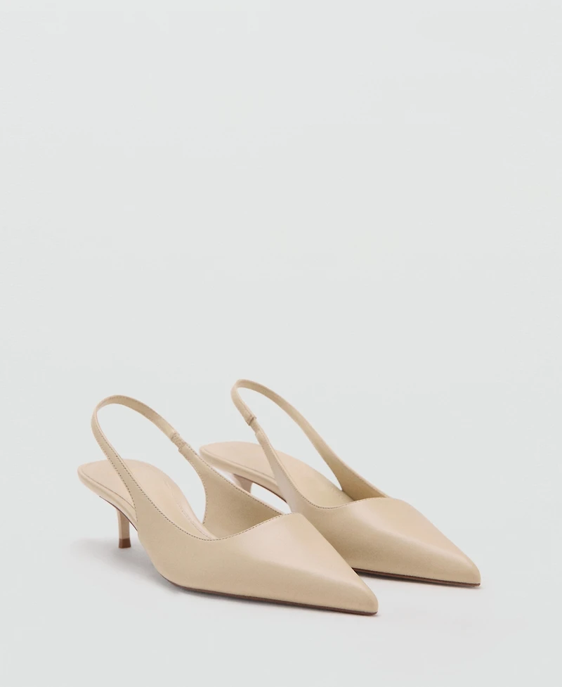 Mango Women's Pointed-Toe Leather Heeled Shoes