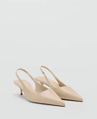 Mango Women's Pointed-Toe Leather Heeled Shoes