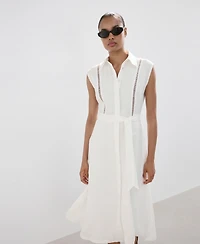 Mango Women's Bow Linen Shirt Dress