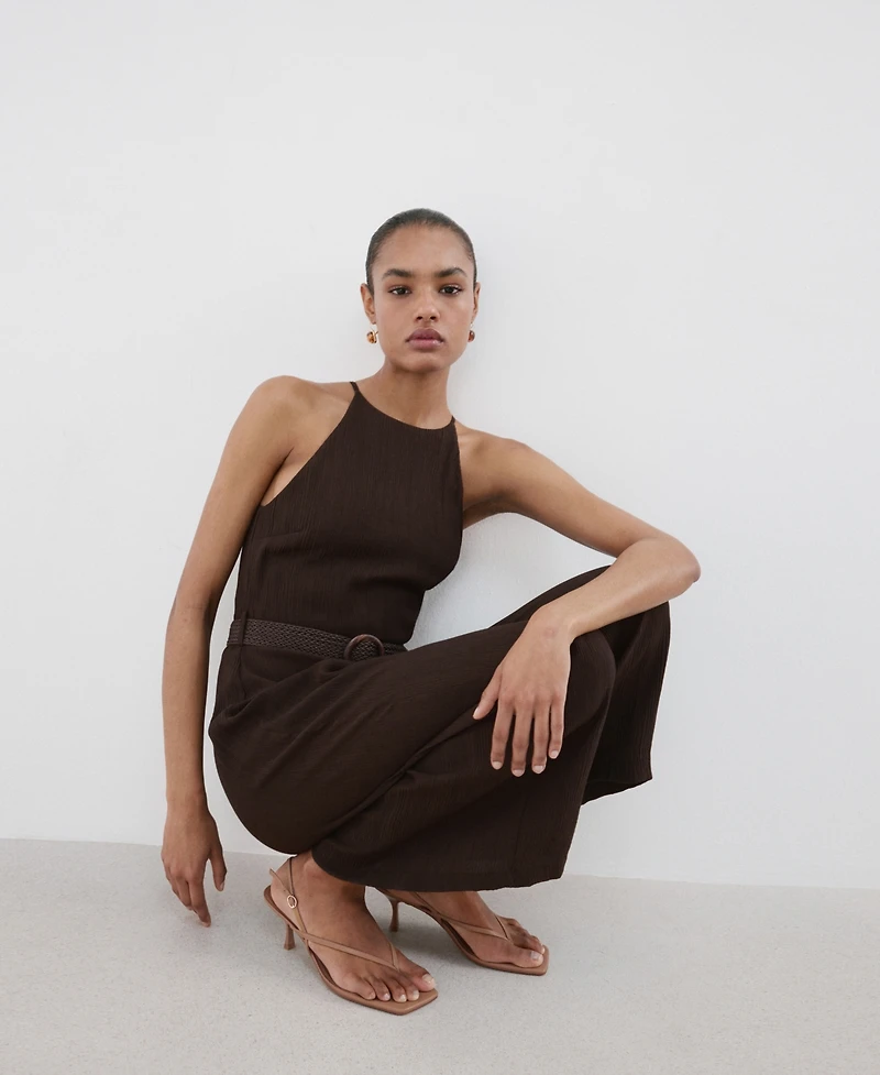 Mango Women's Belt Halter-Neck Jumpsuit