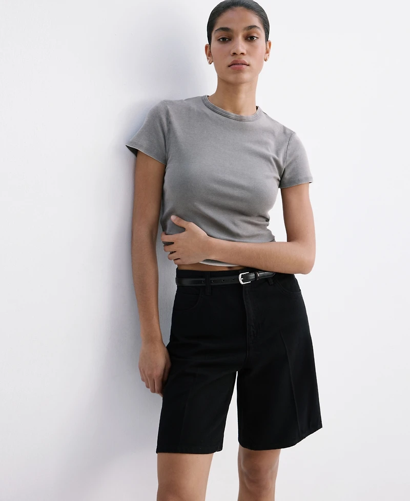 Mango Women's High-Waist Straight-Fit Denim Shorts