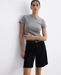 Mango Women's High-Waist Straight-Fit Denim Shorts
