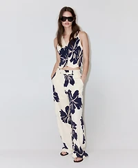 Mango Women's Straight Floral-Printed Lyocell Pants