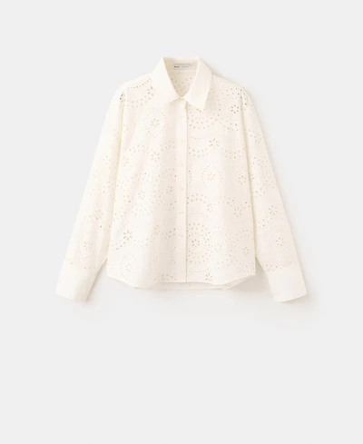 Mango Women's Openwork Embroidery Cotton Shirt