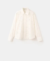 Mango Women's Openwork Embroidery Cotton Shirt