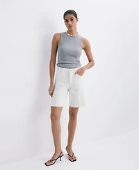 Mango Women's Straight-Fit Denim Bermuda Shorts