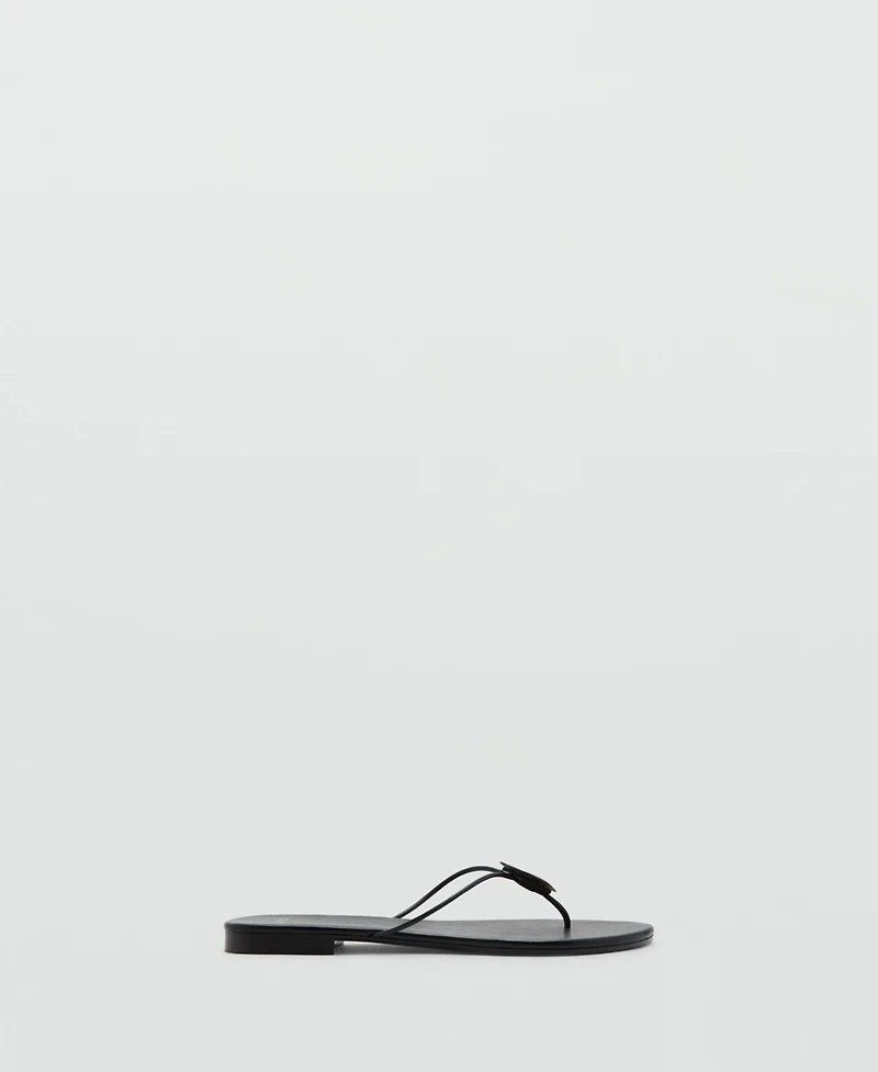 Mango Women's Shell Detail Leather Sandals
