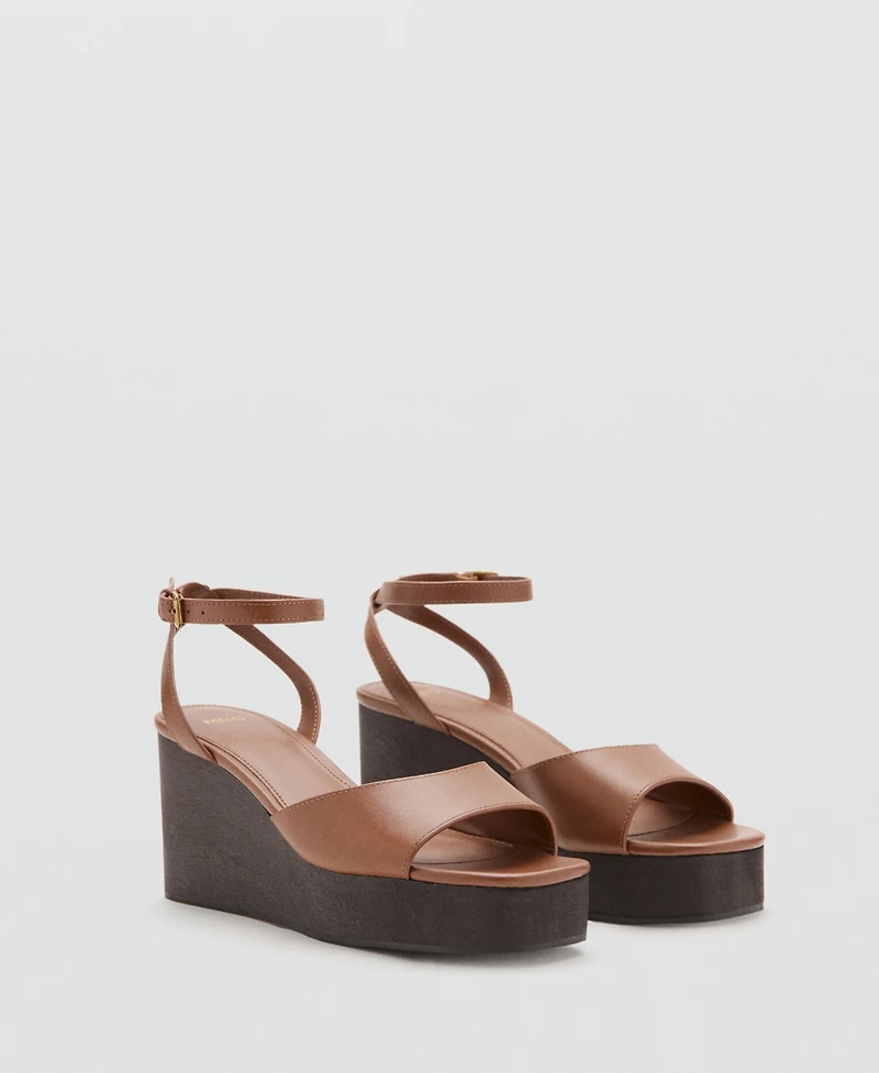 Mango Women's Leather Wedge-Heel Sandals