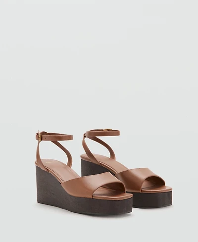 Mango Women's Leather Wedge-Heel Sandals