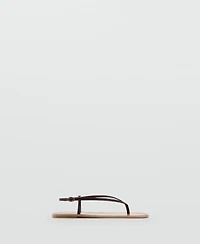 Mango Women's Wide Strap Leather Sandals