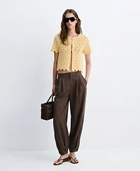 Mango Women's Scalloped Open-Knit Cardigan