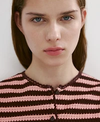 Mango Women's Striped Knit Top