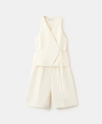 Mango Women's Linen-Blend Wrap Jumpsuit