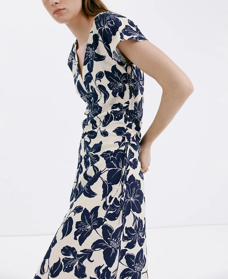 Mango Women's Ruched Sides Floral Dress