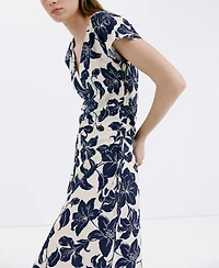 Mango Women's Ruched Sides Floral Dress