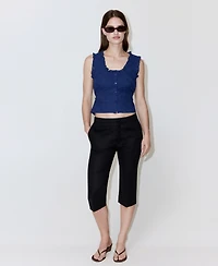 Mango Women's Openwork Embroidery Cotton Blouse