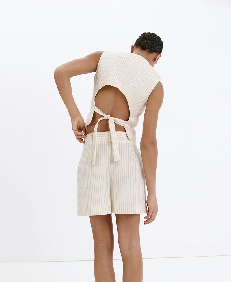 Mango Women's Pinstripe Pleated Bermuda Shorts